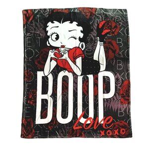 New Betty Boop Love Plush Fleece Throw Gift Blanket Cartoon Wink Heart XOXO SOFT